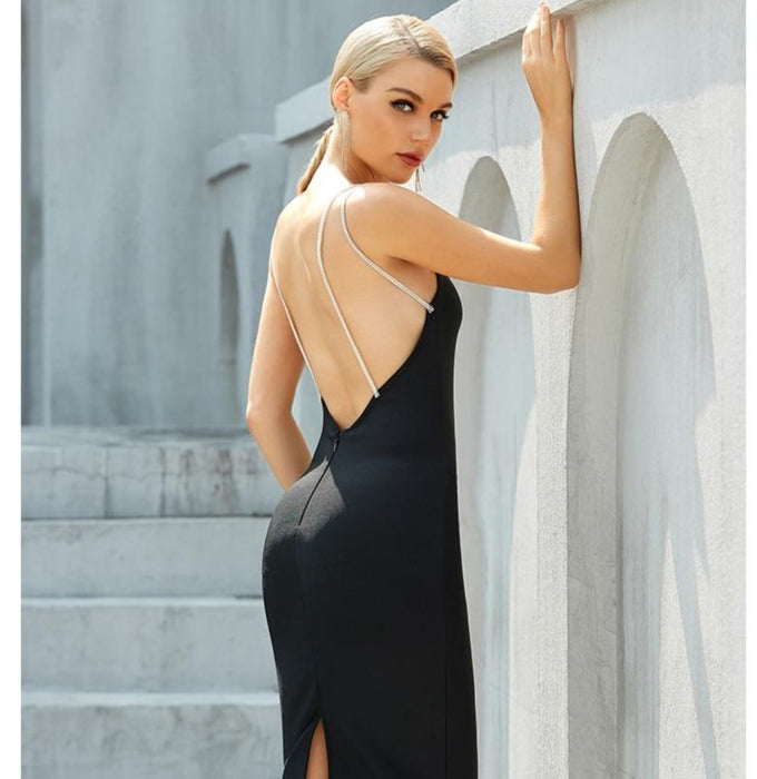 Spaghetti Strap Backless Bandage Dress For Women Diamonds Club Evening Party Dresses Spaghetti Strap Backless Bandage Dress For Women Diamonds Club Evening Party Dresses