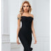 Dresses Black Off Shoulder Mermaid Bandage Dress For Women Sexy Ruffles Midi Celebrity Club Runway Party Dresses AwsomU