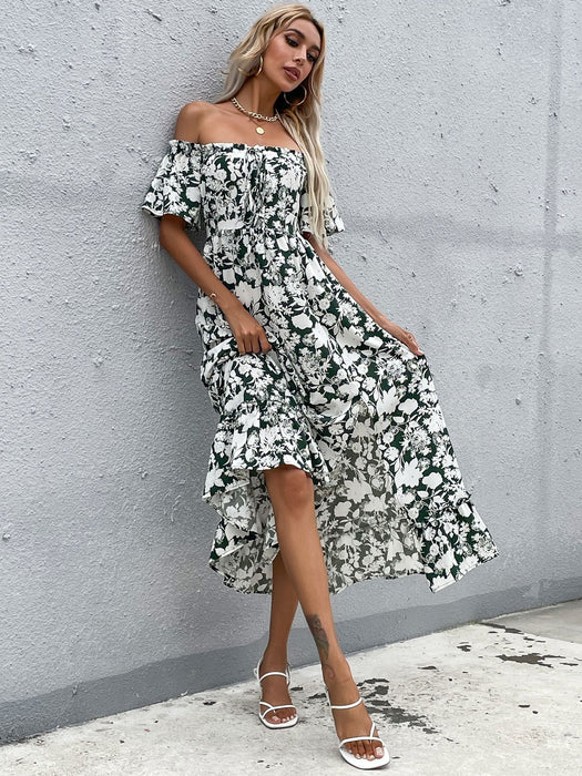 Ladies Boho Summer Dress Women Off Shoulder Casual Loose Long Holiday Party Beach Dress Women Sundress Ladies Boho Summer Dress Women Off Shoulder Casual Loose Long Holiday Party Beach Dress Women Sundress