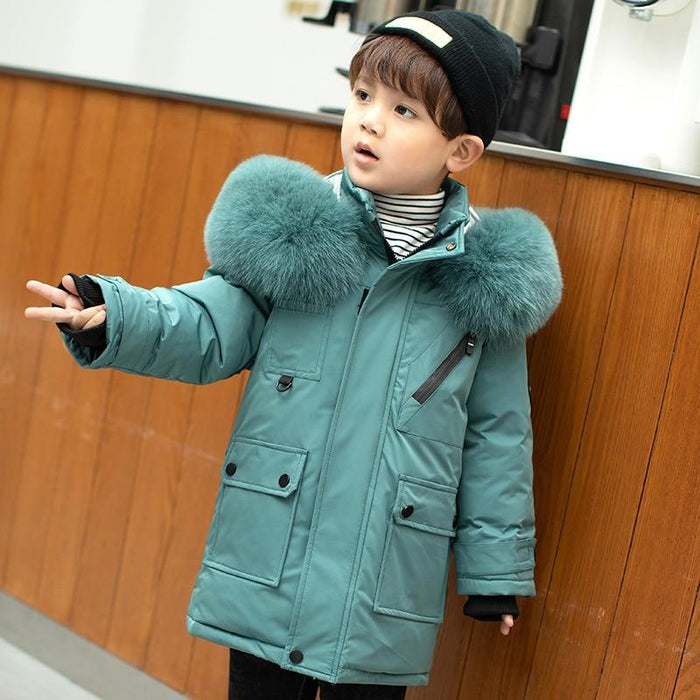 New Children Winter Down Jacket Boy clothes Thick Warm Hooded Coat Kids  Parka Real fur Teen clothing Outerwear snowsuit