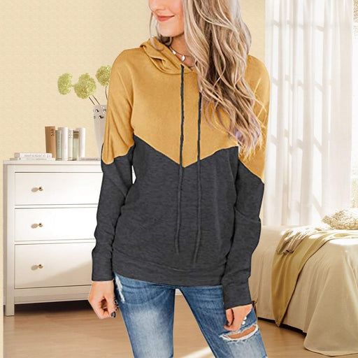 Women's hoodie Patchwork Hoodies Women Drawstring Vintage Sweatshirts Autumn Winter Long Sleeve Sport Oversized Female Casual Hoodie AwsomU