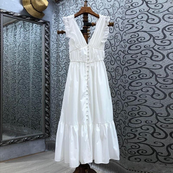 Elegant Dress For Women V Neck Short Sleeve High Waist Lace Up Patchwork Ruffle Dresses Female Summer Elegant Dress For Women V Neck Short Sleeve High Waist Lace Up Patchwork Ruffle Dresses Female Summer
