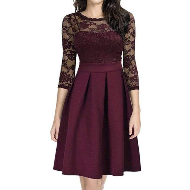 Women Dress Casual Lace Hollow out Three Quarter Ankle Length Vestido Women Dress Casual Lace Hollow out Three Quarter Ankle Length Vestido