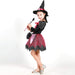 Girl's Clothing Kid Girls Halloween Witch Costume Sparkly Silver Stars Printed Carnival Cosplay Dress with Pointed Hat Wand Dress Up AwsomU