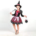 Girl's Clothing Kid Girls Halloween Witch Costume Sparkly Silver Stars Printed Carnival Cosplay Dress with Pointed Hat Wand Dress Up AwsomU