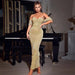 Dresses Fashion Off Shoulder Strapless Dress For Women Sexy Short Sleeve Celebrity Runway Evening Party Maxi Dress AwsomU