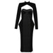 Dresses New Summer Ladies Sexy Designer Long Sleeve Velvet Black Elegant Dress Ladies Elegant Tight Party Dress Vestido AwsomU