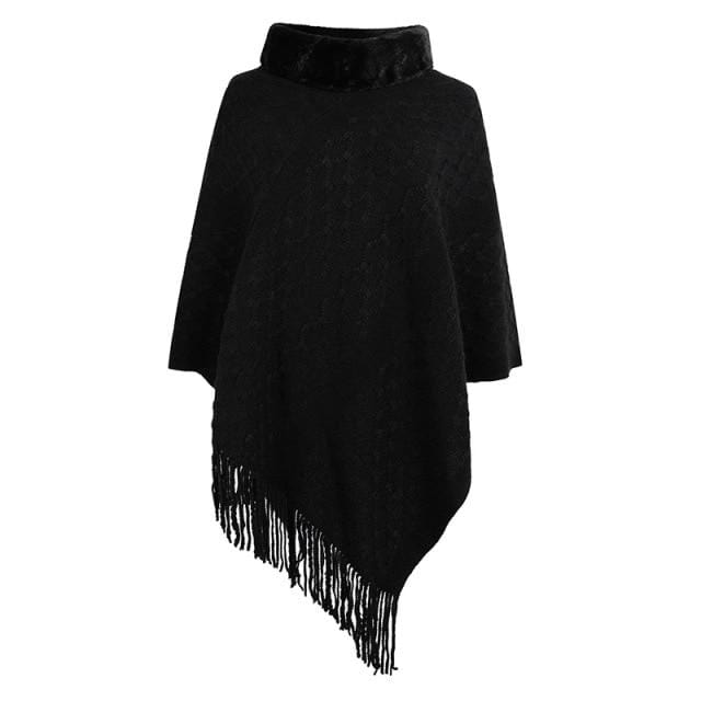 Scarfs Fur Collar Shawl Sweater Women Fall Ponchos and Capes Long Poncho AwsomU