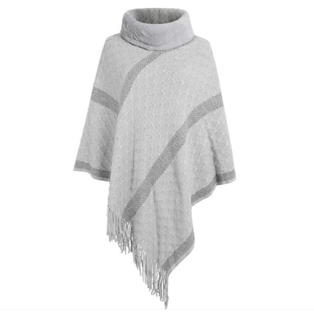 Scarfs Fur Collar Shawl Sweater Women Fall Ponchos and Capes Long Poncho AwsomU