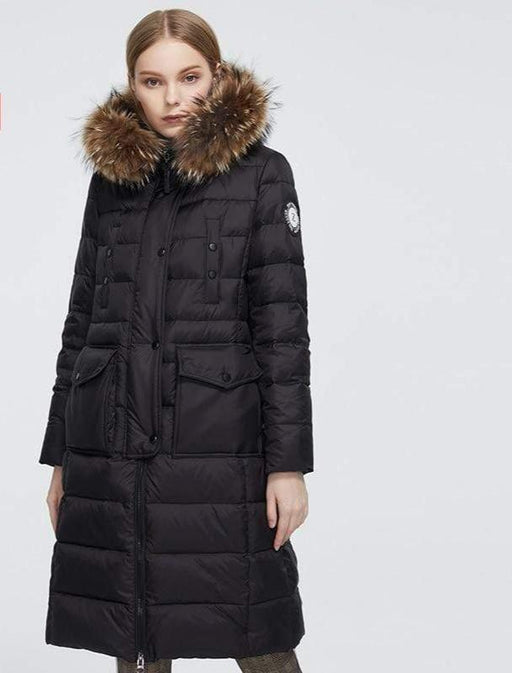 Women's Jacket Astrid 2020 New Winter Women's coat long warm black Jacket with fox fur hood pocket AwsomU